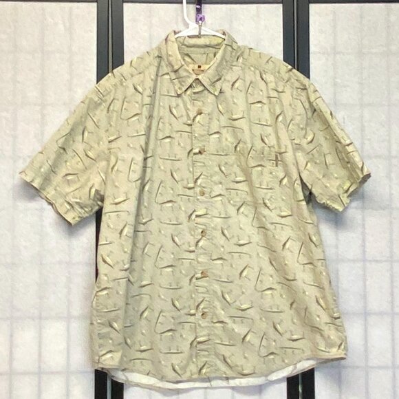 Woolrich Other - Woolrich Short Sleeve Fishing Lure Outdoor Angler Print Button Up Shirt Green XL